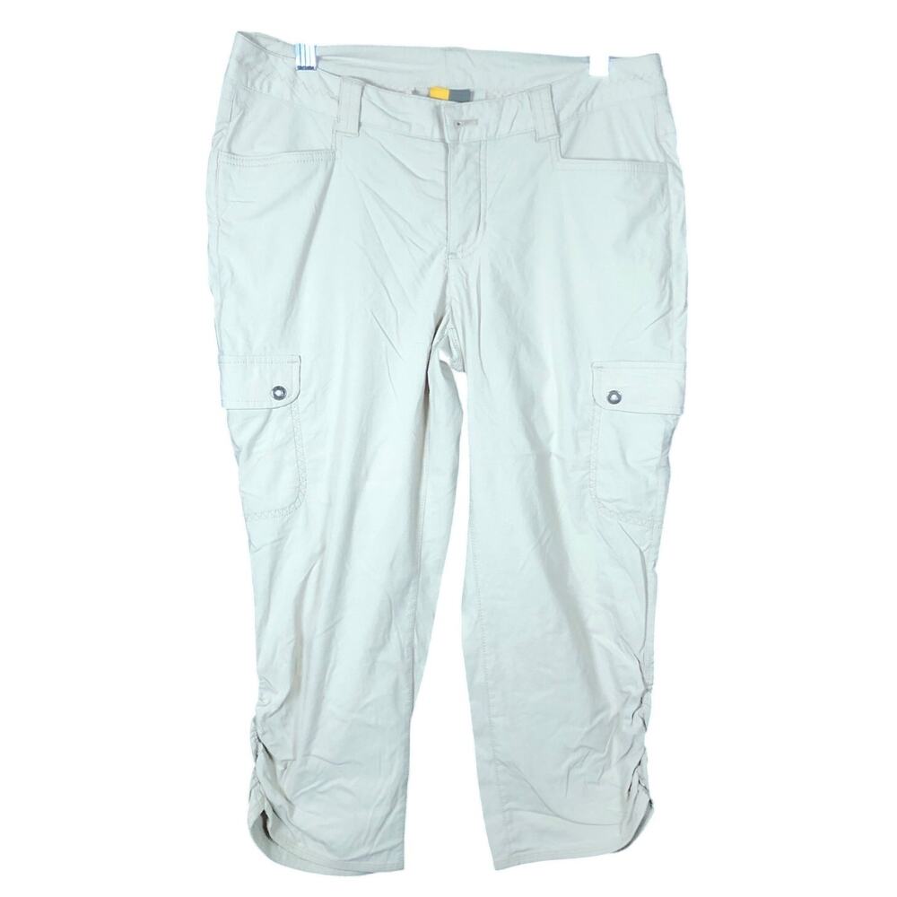Eddie Bauer Womens Pants Tan Cargo Travex Capri Hiking Stretch 4